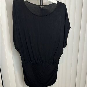 Banded Bottom Black Blouse